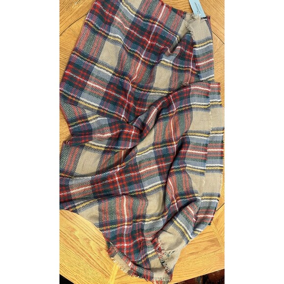 NWT Dimore Red Plaid Blanket Scarf Women Big Oversized 56” x 56” Eyelash Fringe - Picture 9 of 9